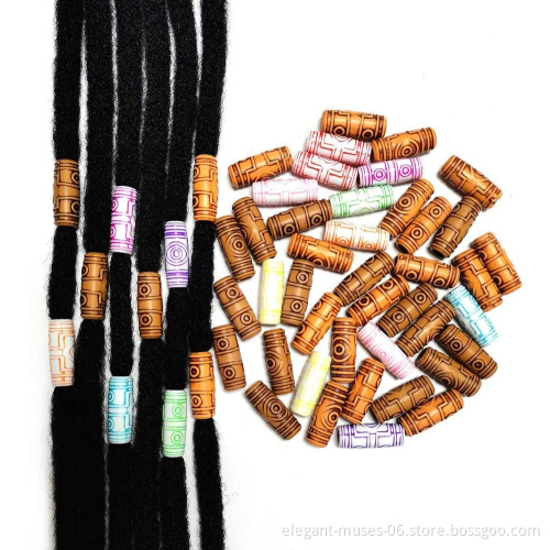 Hair bead Hair woven dirty buckles extension ring hair braid cuff Plastic Retro wood shape
